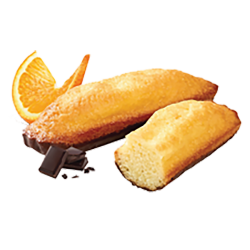 Madeleines pur beurre saveur orange nappées chocolat