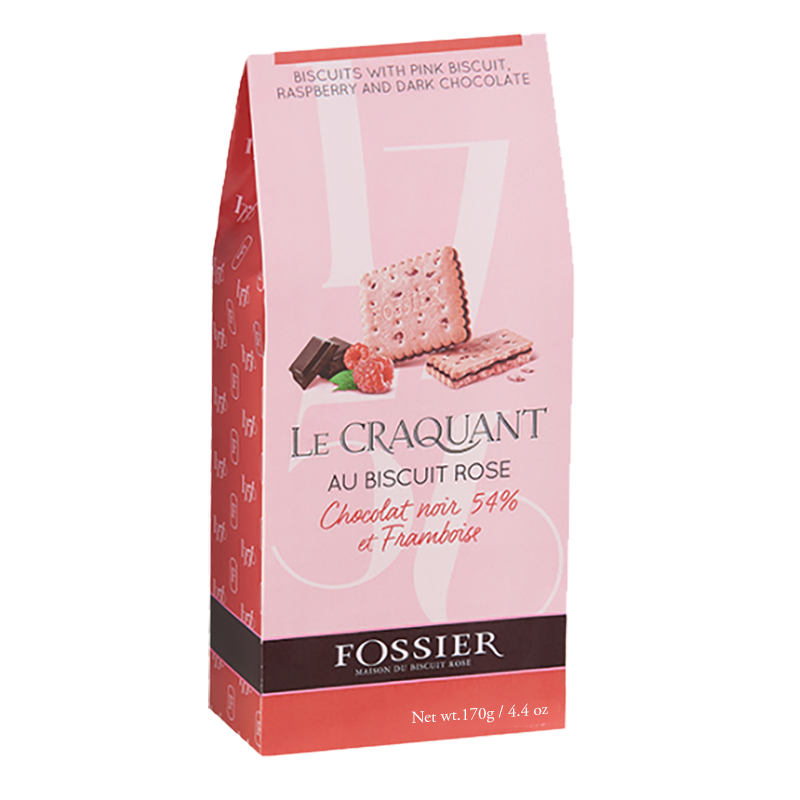 Craquant au Biscuit Rose chocolat noir framboise Fossier