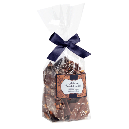 FOSSIER Éclat de chocolat lait, amandes, pécan, noisettes et coco FOSSIER Éclat de chocolat lait, amandes, pécan, noisettes et coco