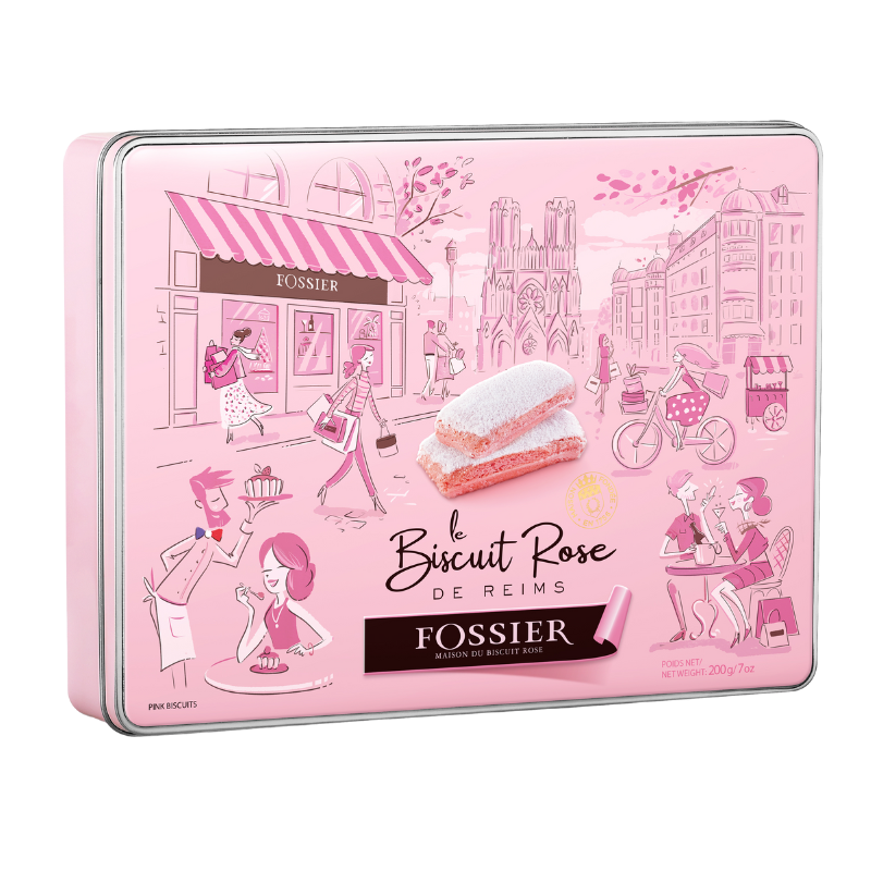 FOSSIER - Boîte Métal Biscuit Rose : Art de vivre à la rémoise