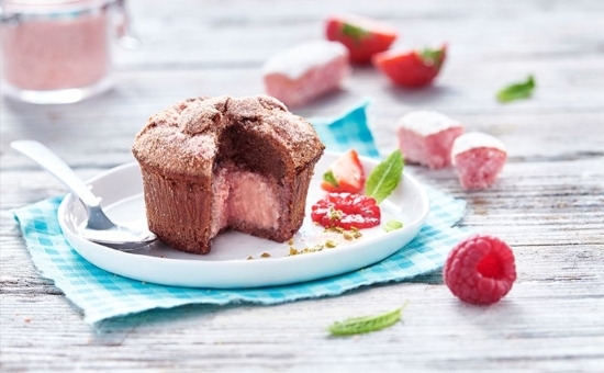 Moelleux au chocolat et son cœur rose