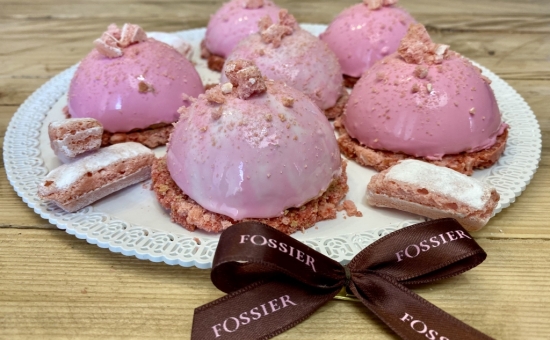 Dôme au chocolat, framboises et Biscuits Roses…