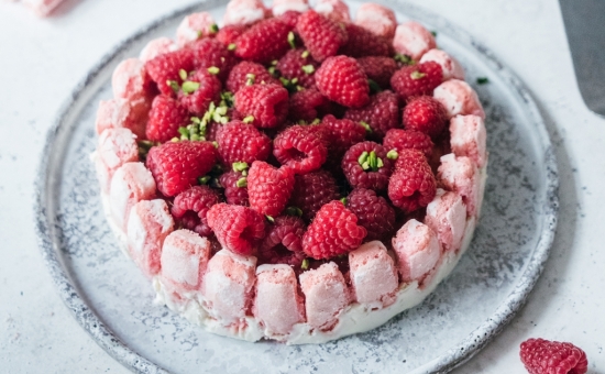Glace au yaourt, citron vert et mini Biscuits Roses de Reims 