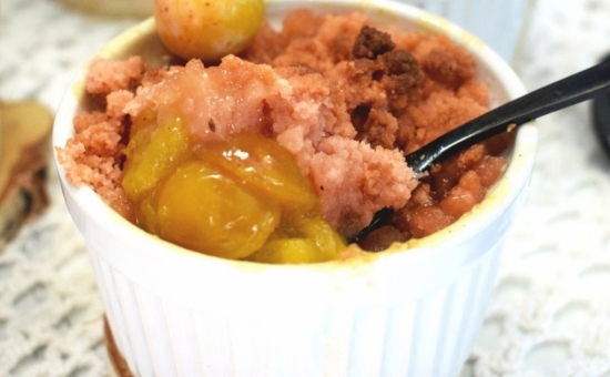 Crumble Mirabelles Biscuit Rose